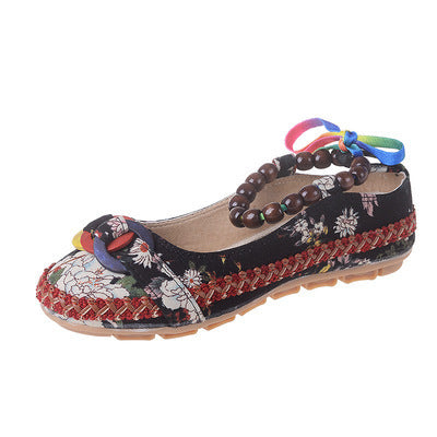 Beaded Weave Embroidered Lace Women's Cloth Shoes - JAS AND SUE