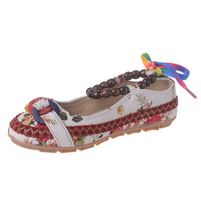 Beaded Weave Embroidered Lace Women's Cloth Shoes - JAS AND SUE