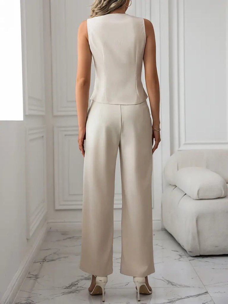 Satin Two-Piece Suit: Sleeveless Waist coat & Trousers Set