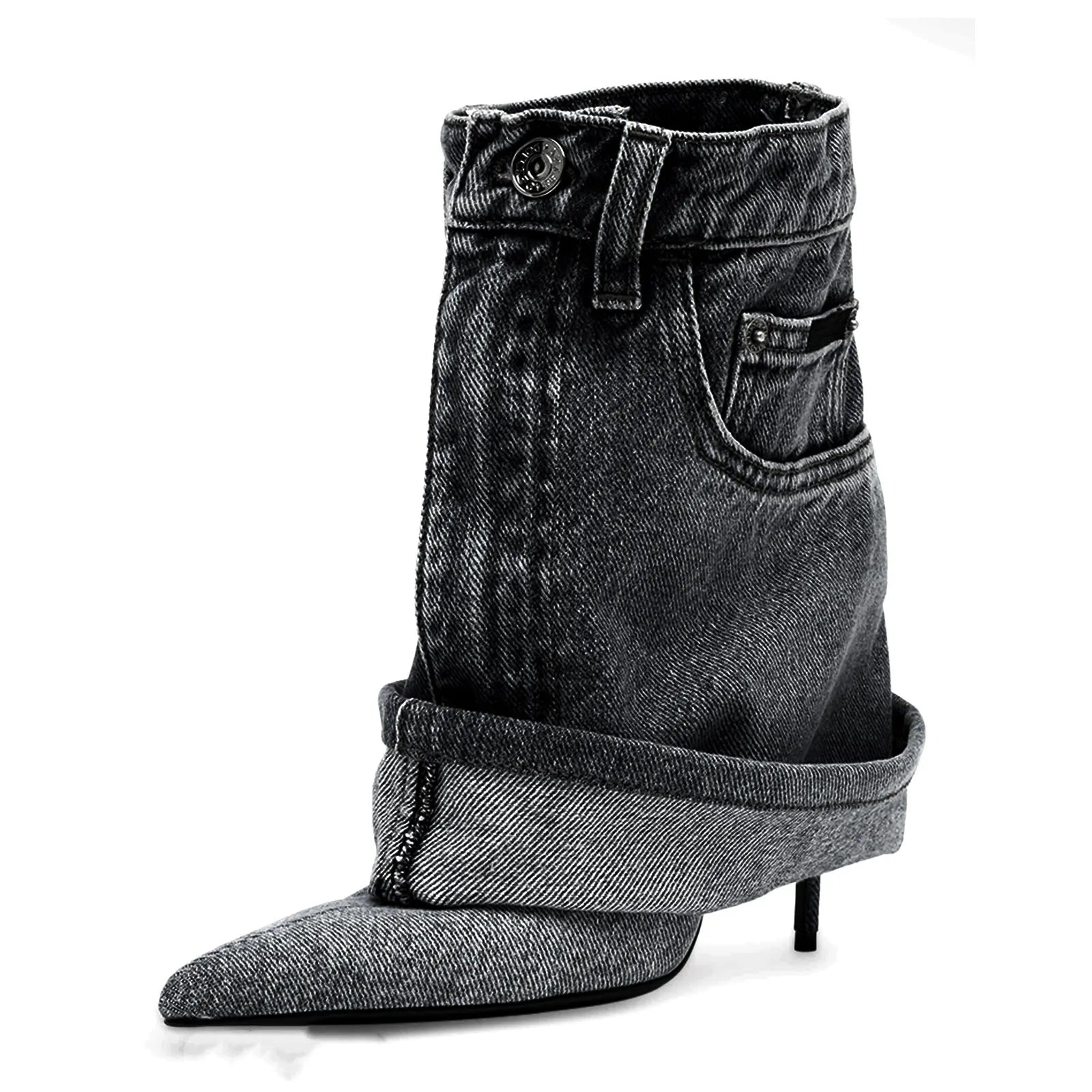Autumn/Winter Denim Fine High Heel Skirt Boots - JAS AND SUE