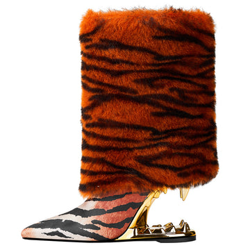 Elegant Brown Mid Calf High Heel Boots - JAS AND SUE