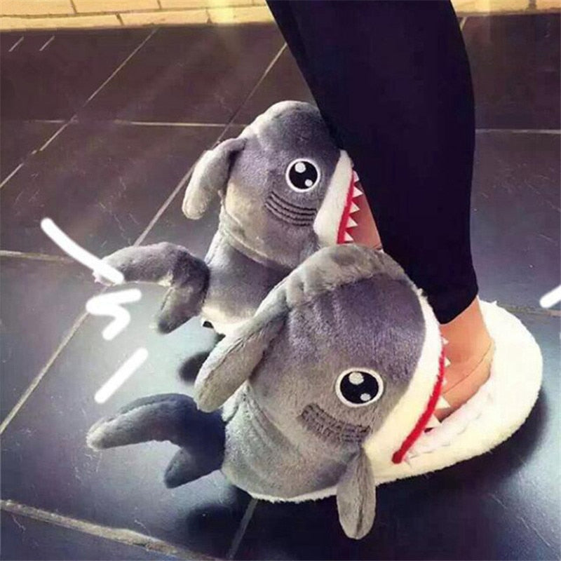 Winter Slippers Women and Men Fashion Shark Slipper Cotton Warm Indoor slippers Lovely Cartoon Women Slippers Unisex - JAS AND SUE