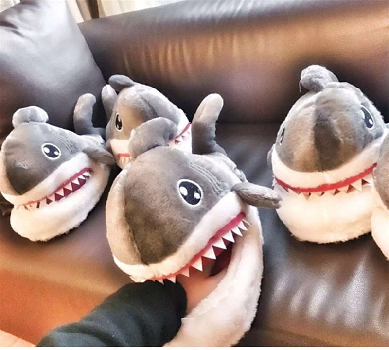 Winter Slippers Women and Men Fashion Shark Slipper Cotton Warm Indoor slippers Lovely Cartoon Women Slippers Unisex - JAS AND SUE