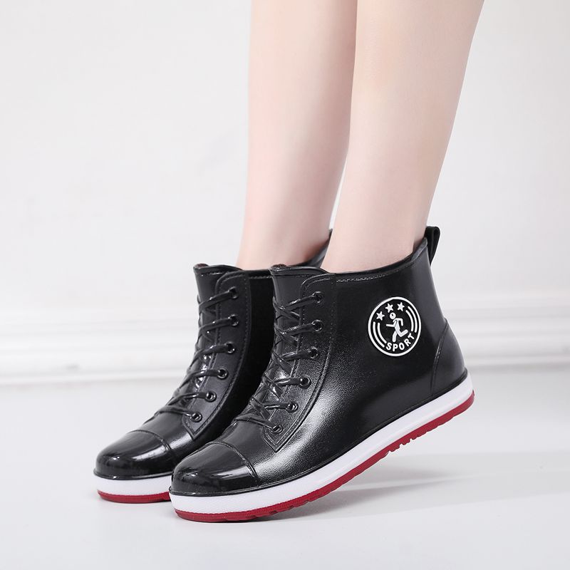 Short tube rain boots waterproof shoes women's versatile low cut fashionable anti slip wear-resistant and outer rain boots - JAS AND SUE