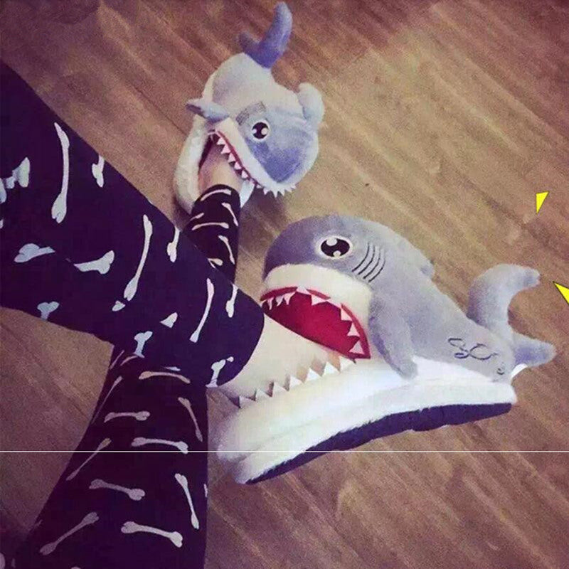 Winter Slippers Women and Men Fashion Shark Slipper Cotton Warm Indoor slippers Lovely Cartoon Women Slippers Unisex - JAS AND SUE