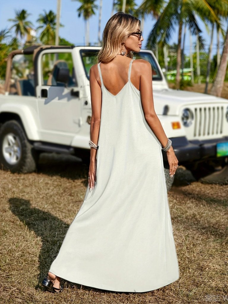 Ethnic Stripe V-Neck Viscose Summer Dress