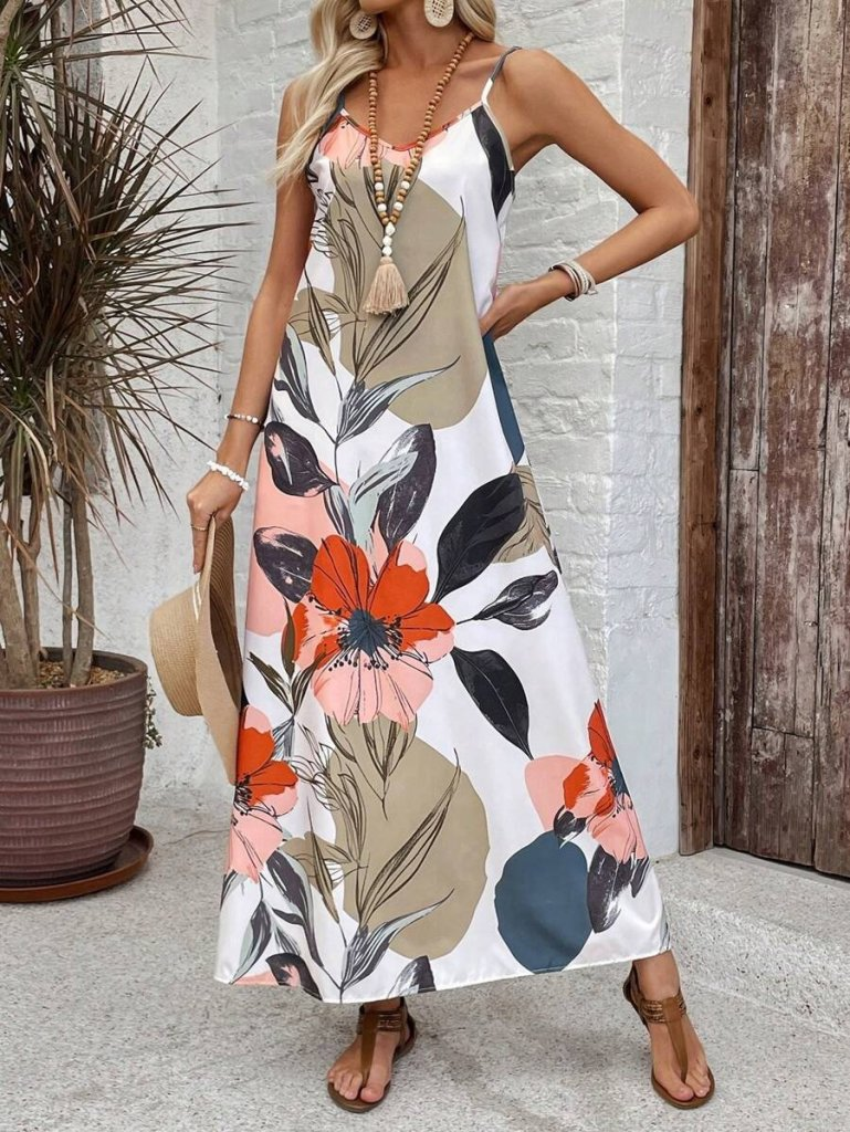 Chic Wide V-Neck Jersey Dress with Rope Straps