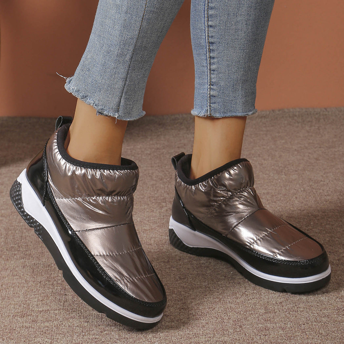 new short snow boots for women large size winter new canvas lined thick warm large size women's boots cotton shoes - JAS AND SUE