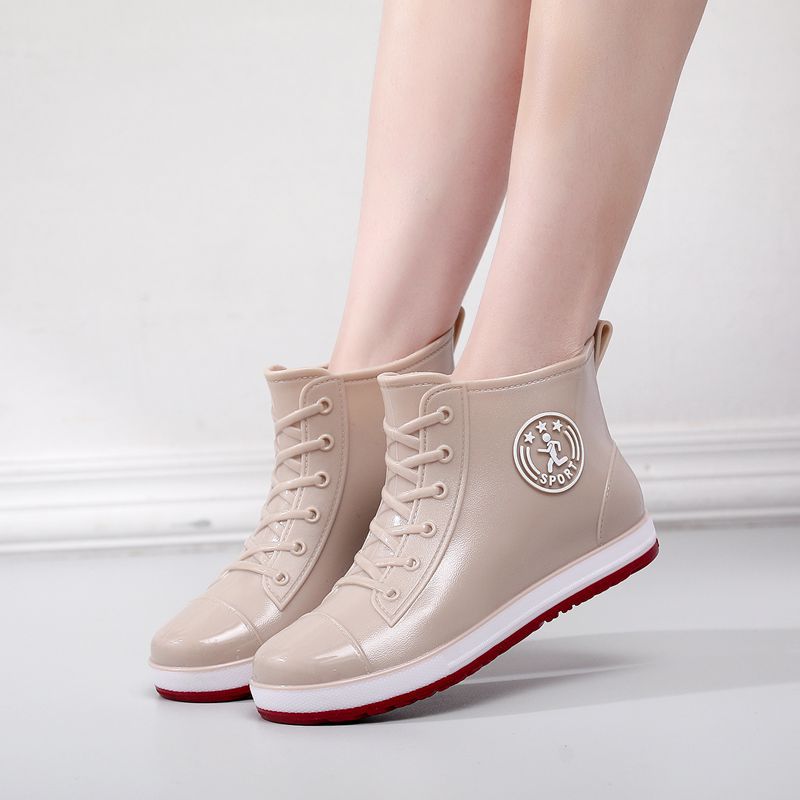 Short tube rain boots waterproof shoes women's versatile low cut fashionable anti slip wear-resistant and outer rain boots - JAS AND SUE