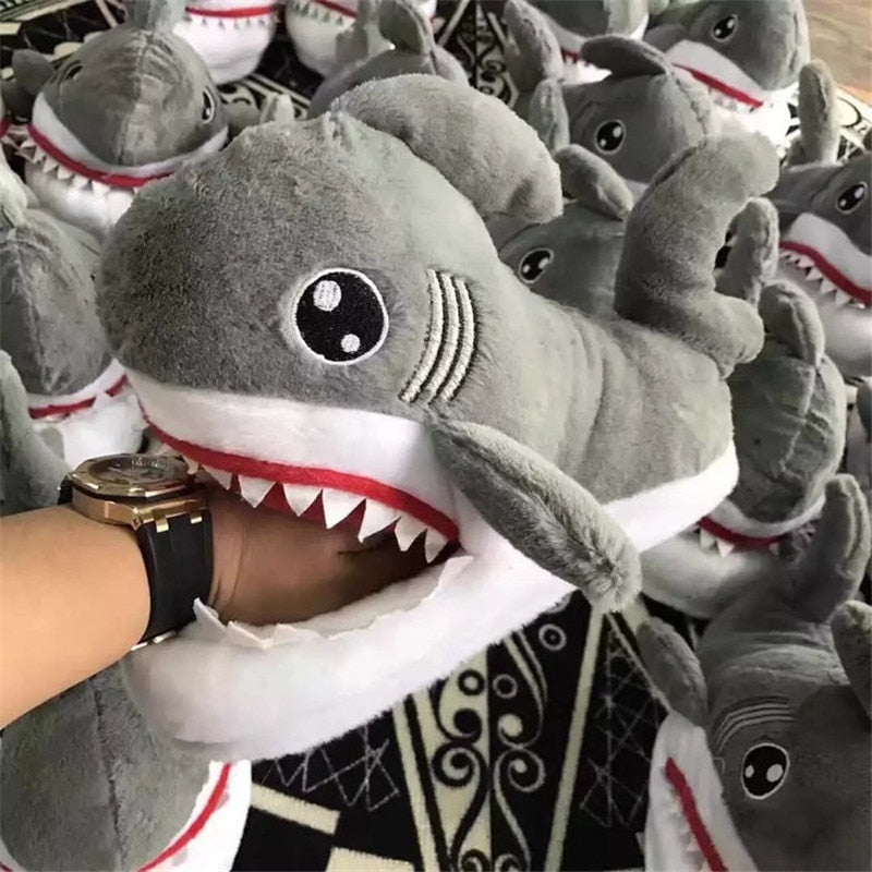 Winter Slippers Women and Men Fashion Shark Slipper Cotton Warm Indoor slippers Lovely Cartoon Women Slippers Unisex - JAS AND SUE