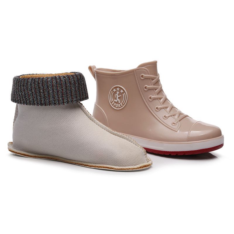 Short tube rain boots waterproof shoes women's versatile low cut fashionable anti slip wear-resistant and outer rain boots - JAS AND SUE