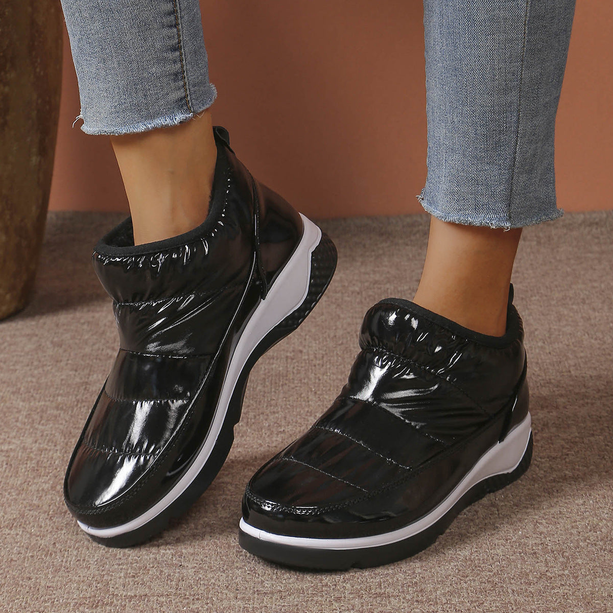 new short snow boots for women large size winter new canvas lined thick warm large size women's boots cotton shoes - JAS AND SUE