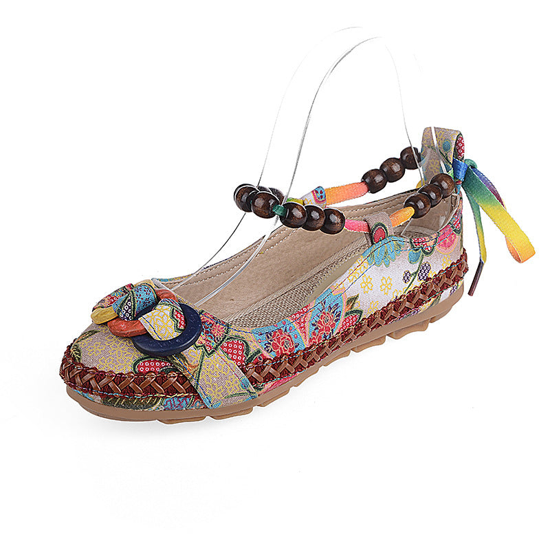 Beaded Weave Embroidered Lace Women's Cloth Shoes - JAS AND SUE