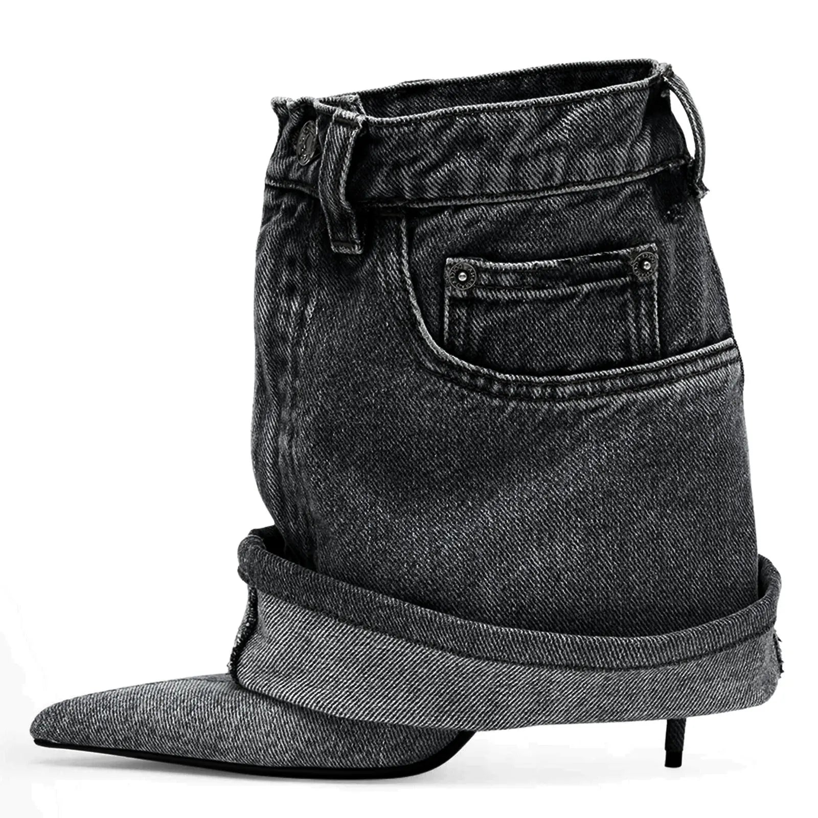 Autumn/Winter Denim Fine High Heel Skirt Boots - JAS AND SUE