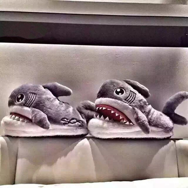 Winter Slippers Women and Men Fashion Shark Slipper Cotton Warm Indoor slippers Lovely Cartoon Women Slippers Unisex - JAS AND SUE