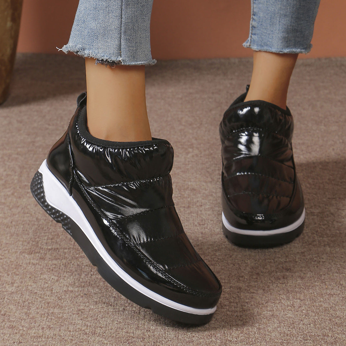 new short snow boots for women large size winter new canvas lined thick warm large size women's boots cotton shoes - JAS AND SUE