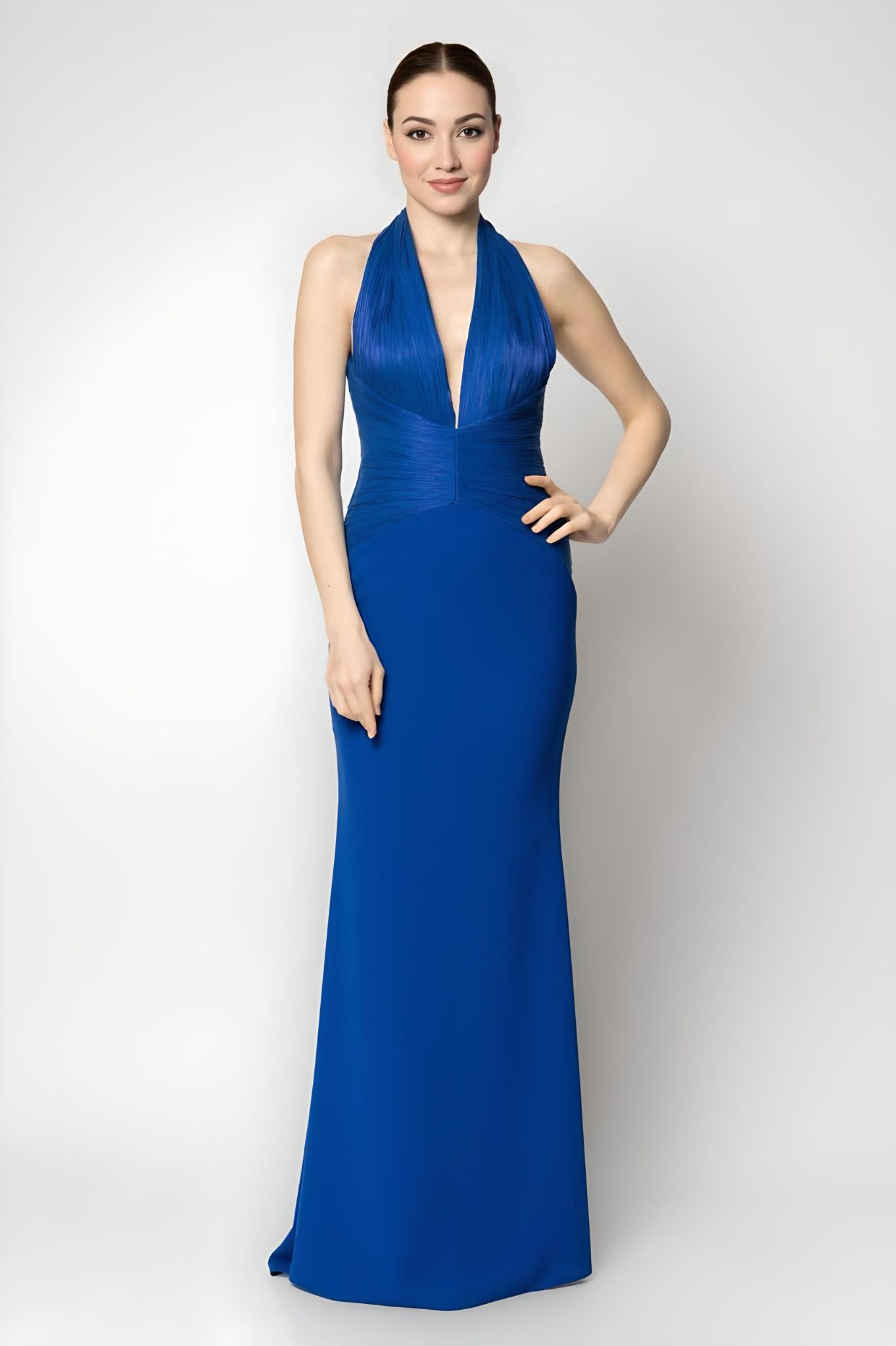 Navy Blue and White Formal Evening Dress for Women