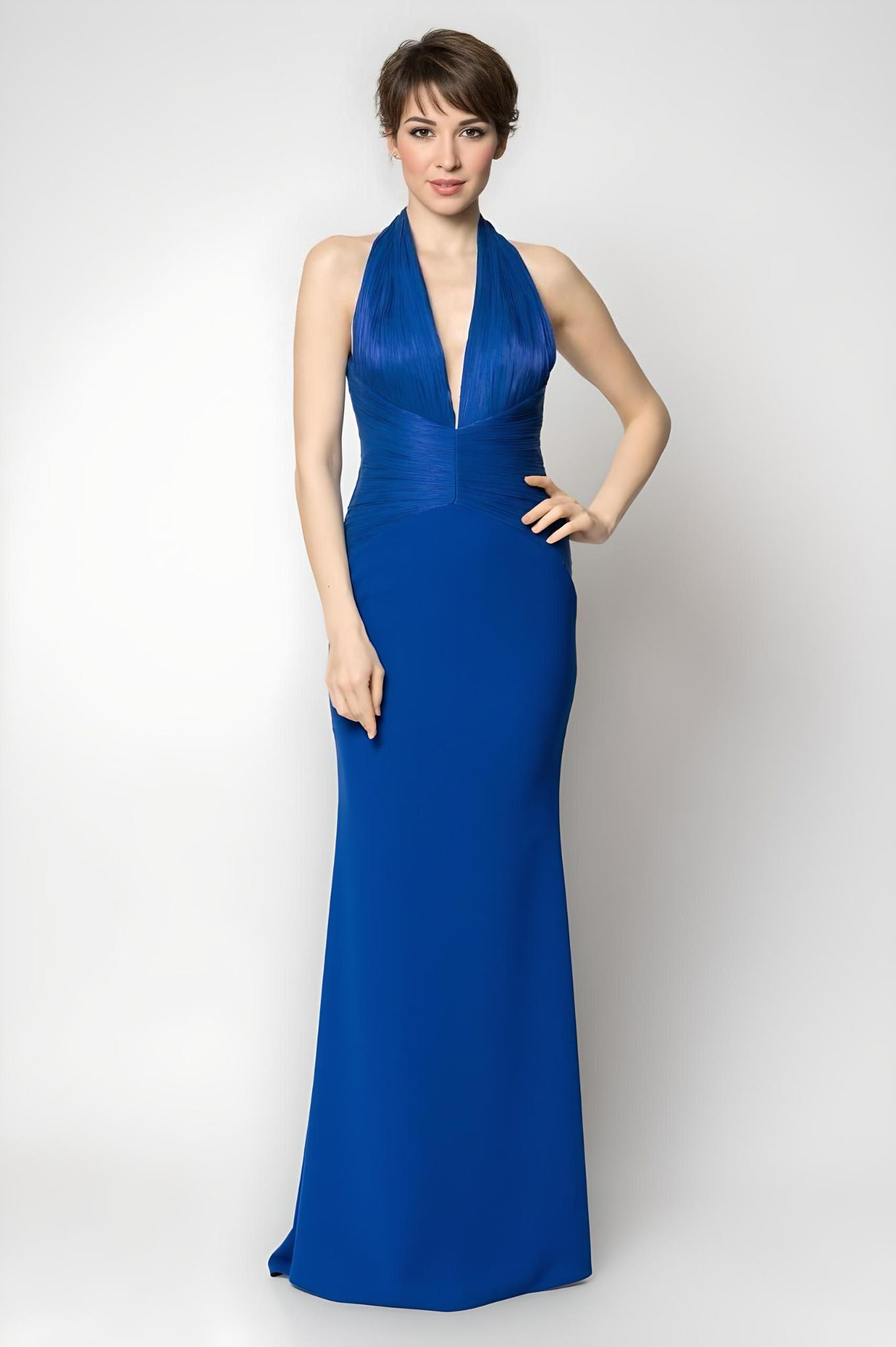 Navy Blue and White Formal Evening Dress for Women