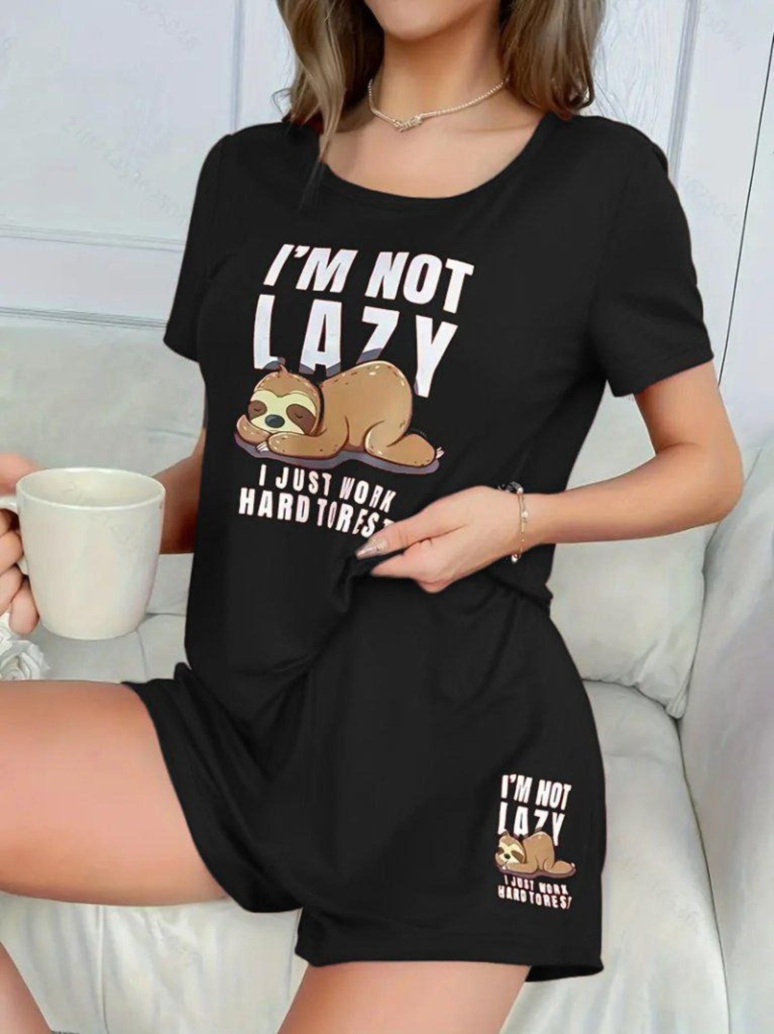 I Am Not Lazy Short Sleeve Pyjama Sets
