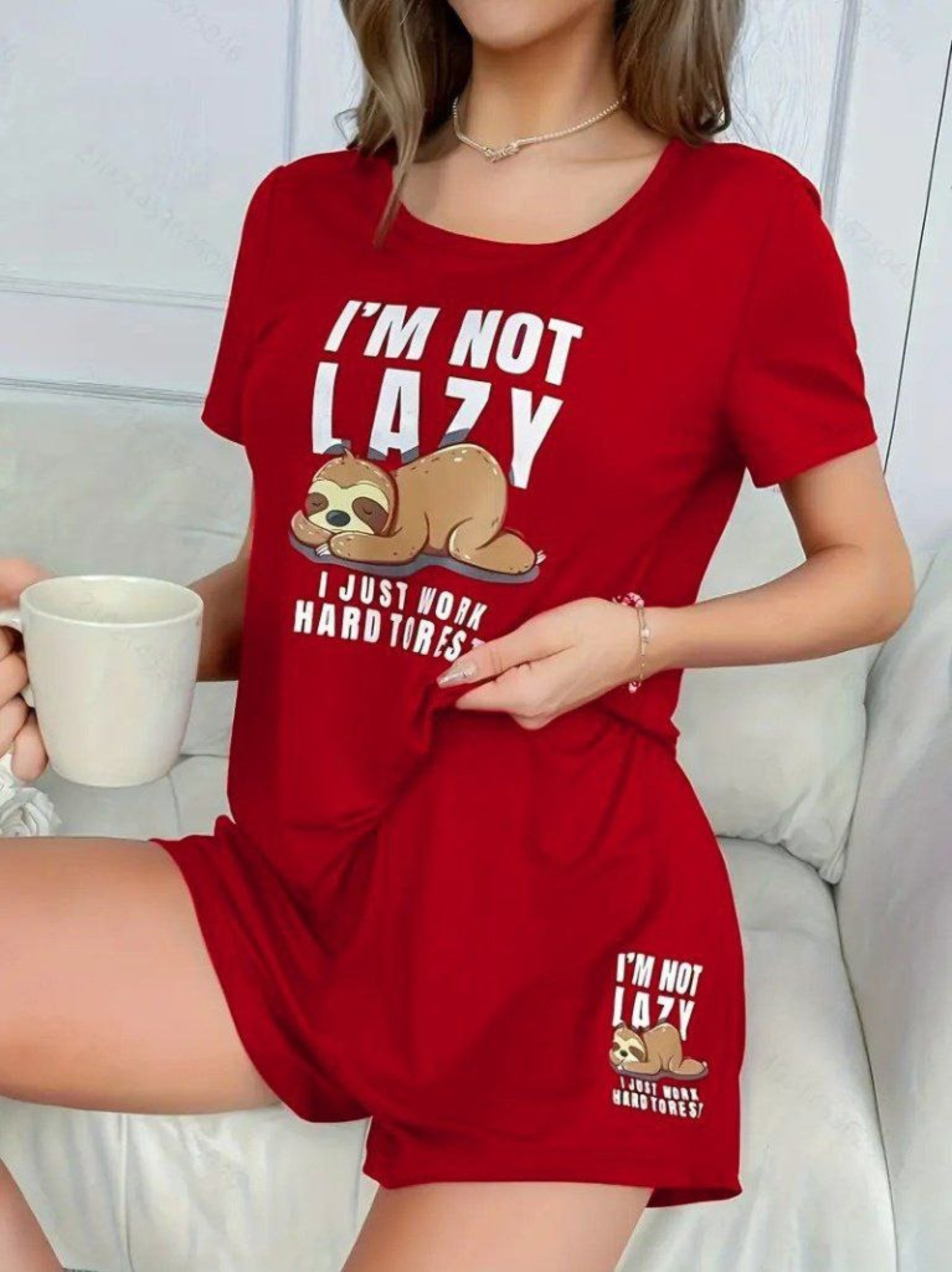I Am Not Lazy Short Sleeve Pyjama Sets