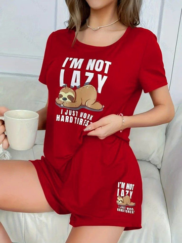 I Am Not Lazy Short Sleeve Pyjama Sets