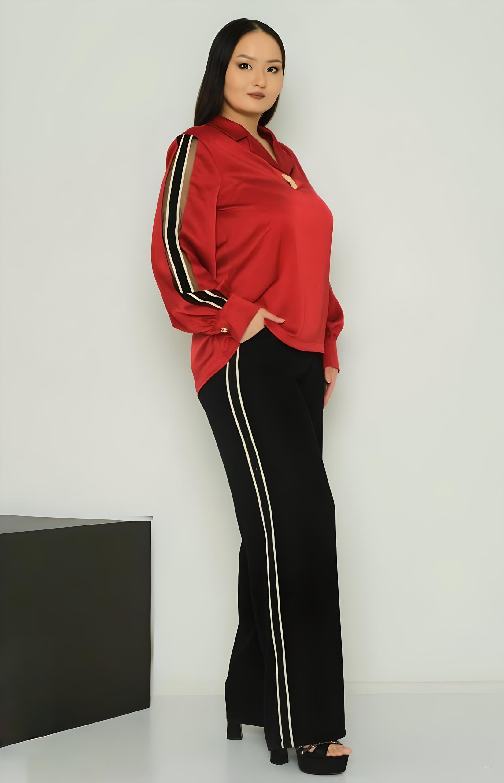 Chic Plus Size Long Sleeve Black Suit