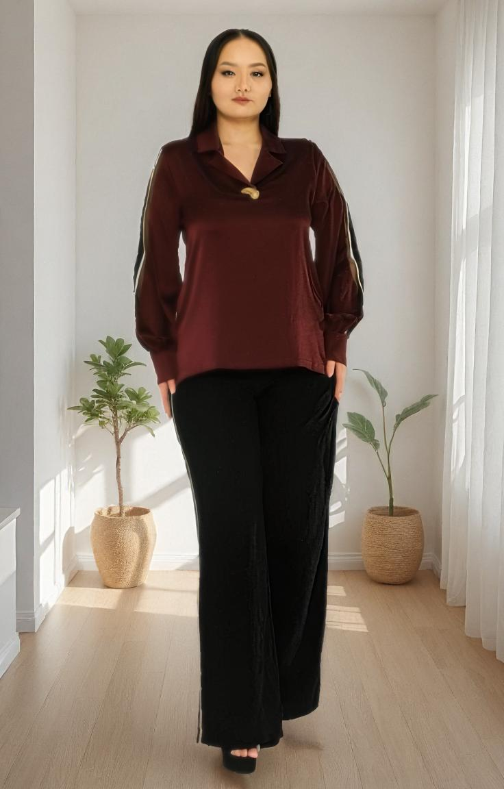 Chic Plus Size Long Sleeve Black Suit