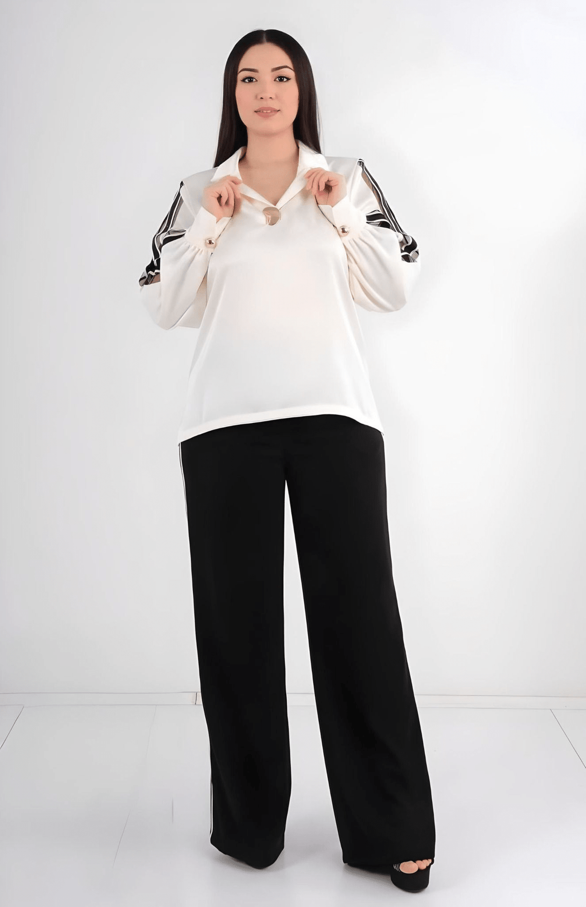 Chic Plus Size Long Sleeve Suit - JAS AND SUE