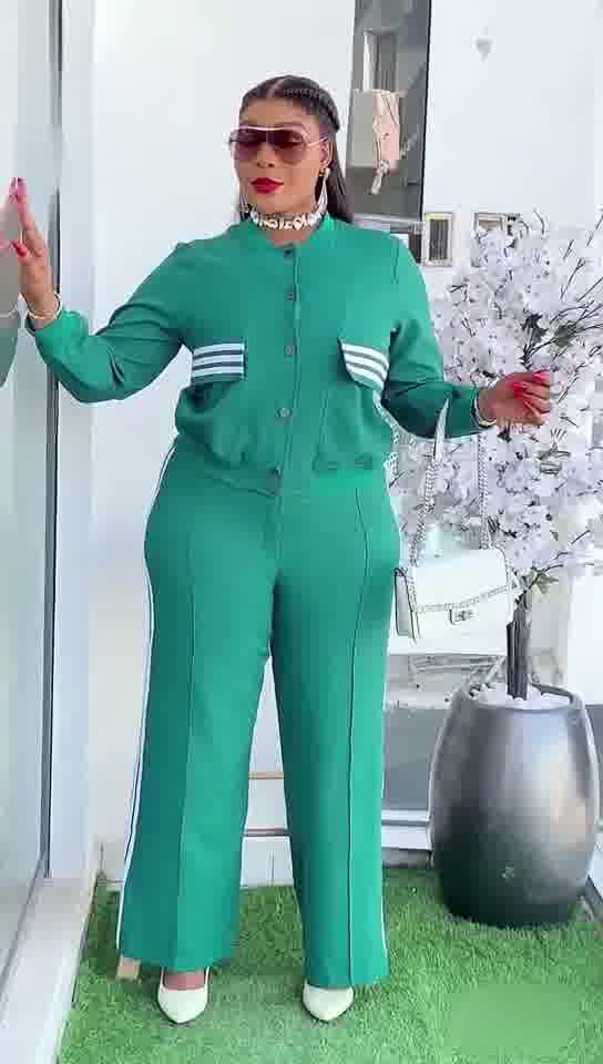 Smart Plus Size 2PC Long Sleeve Red Suit - JAS AND SUE