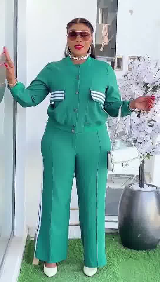 Smart Plus Size 2PC Long Sleeve Red Suit - JAS AND SUE