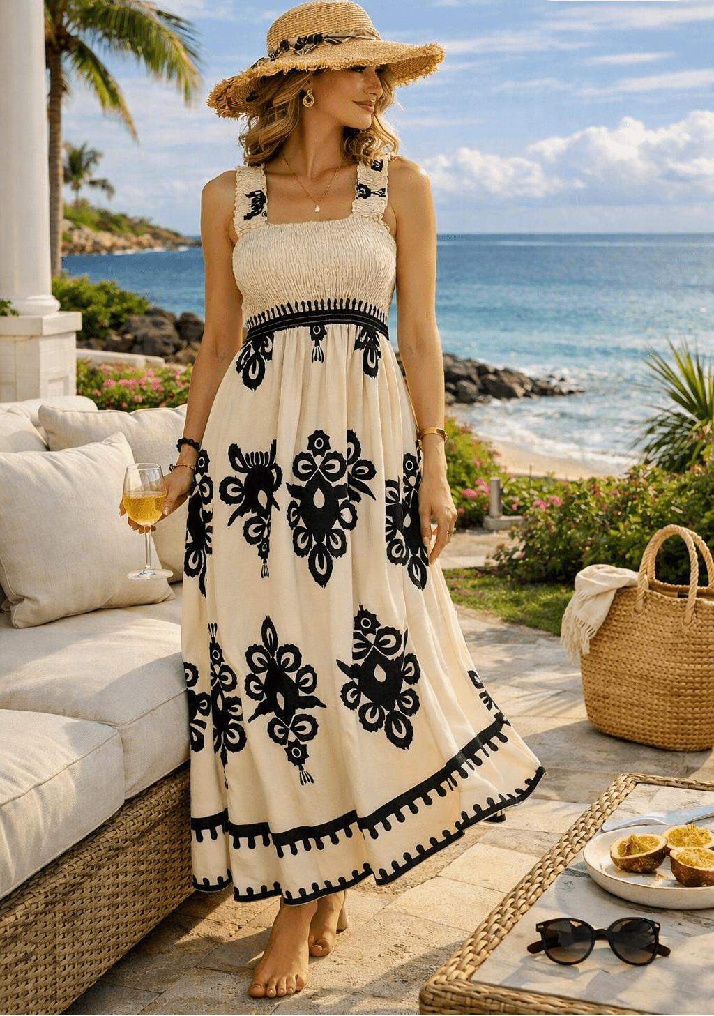 Isla Smocked Square-Neck Floral Maxi Dress - JAS AND SUE