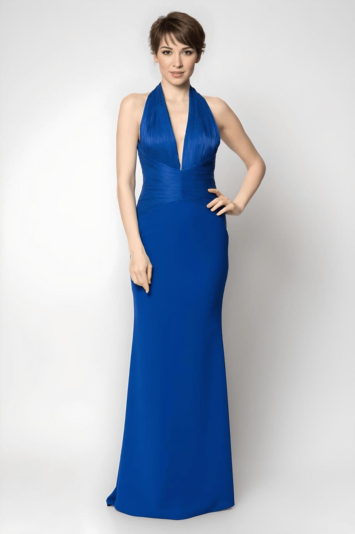 Navy Blue and White Formal Evening Dress for Women - JAS AND SUE