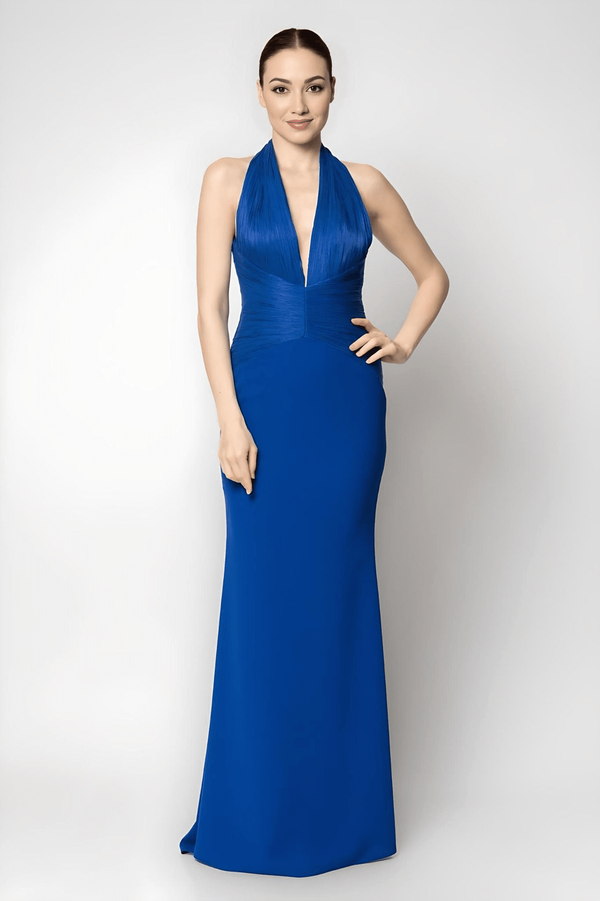 Navy Blue and White Formal Evening Dress for Women - JAS AND SUE