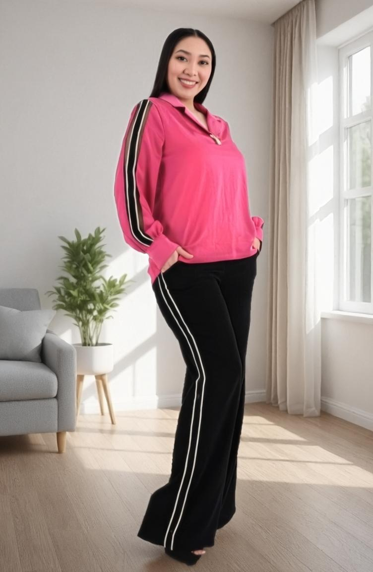 Chic Plus Size Long Sleeve Black Suit