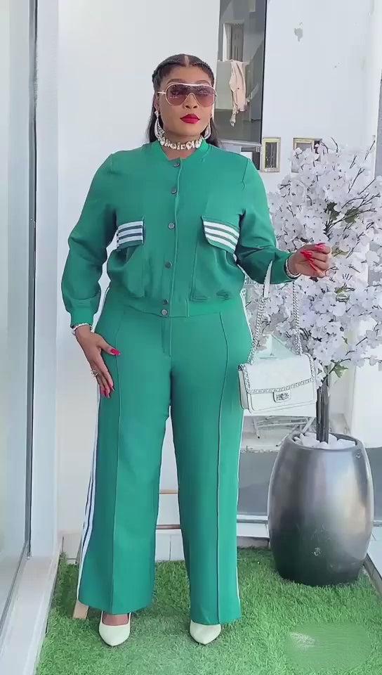 Smart Plus Size 2PC Long Sleeve Red Suit