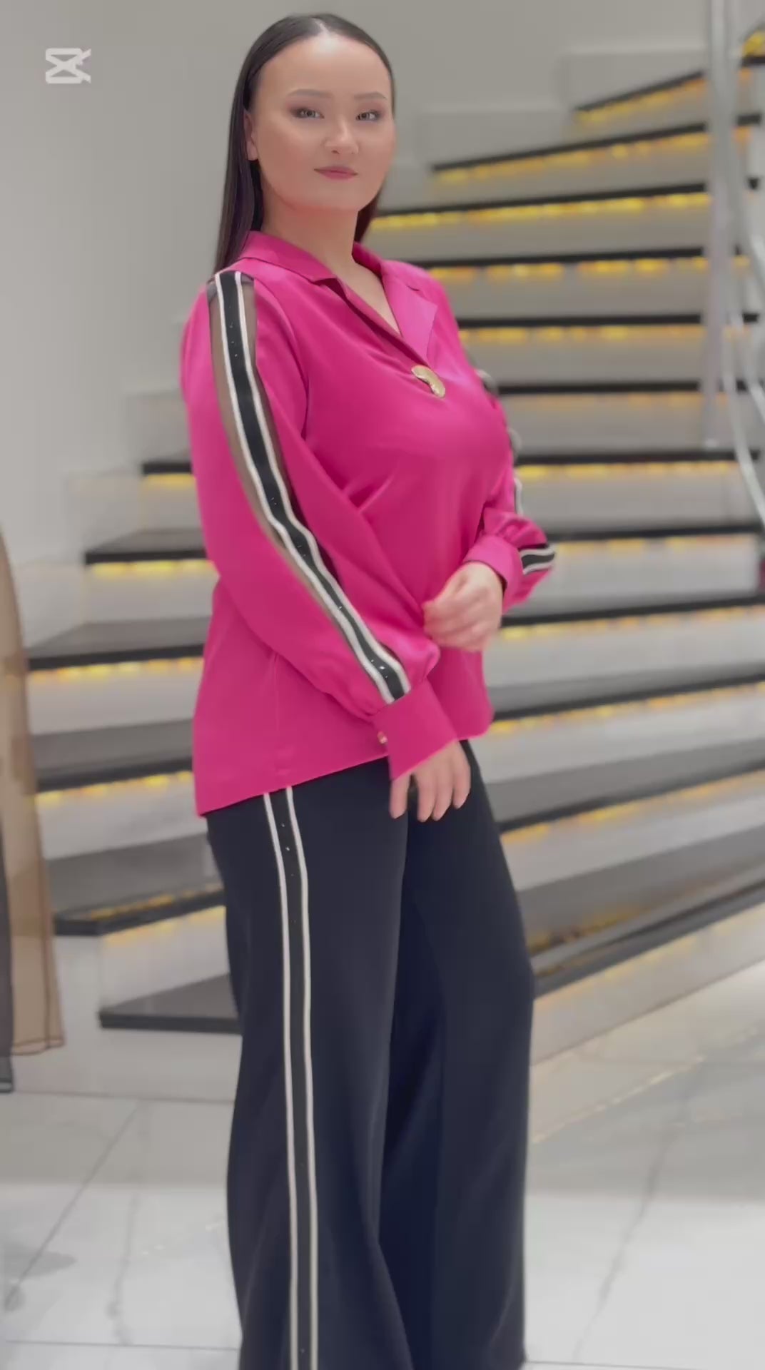 Chic Plus Size Long Sleeve Black Suit