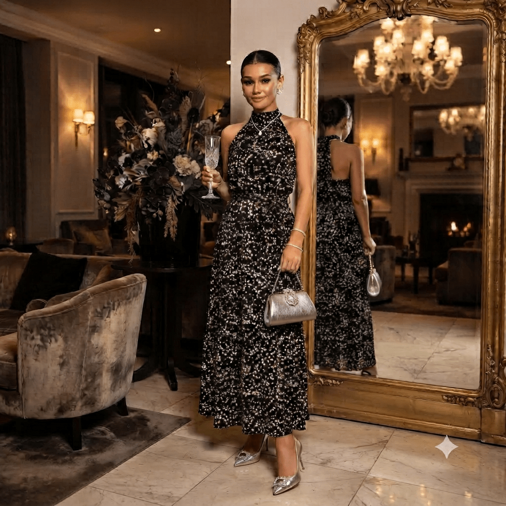 The Noire Étoile Maxi Dress - JAS AND SUE