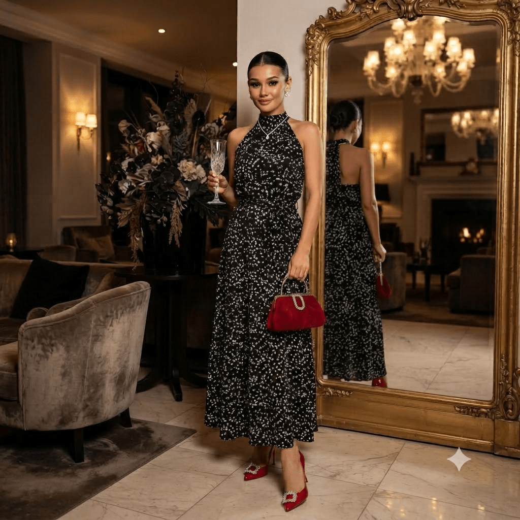 The Noire Étoile Maxi Dress - JAS AND SUE