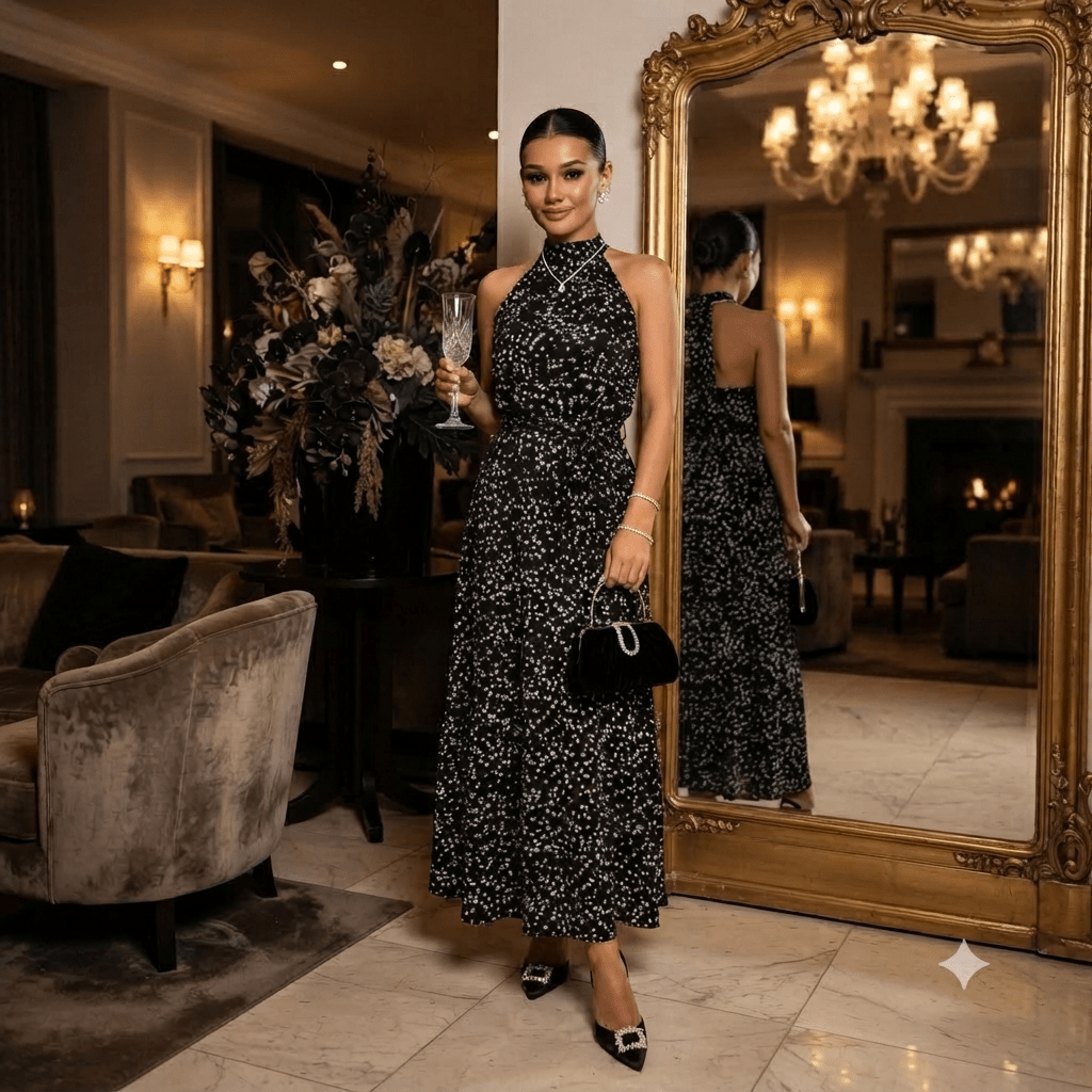 The Noire Étoile Maxi Dress - JAS AND SUE