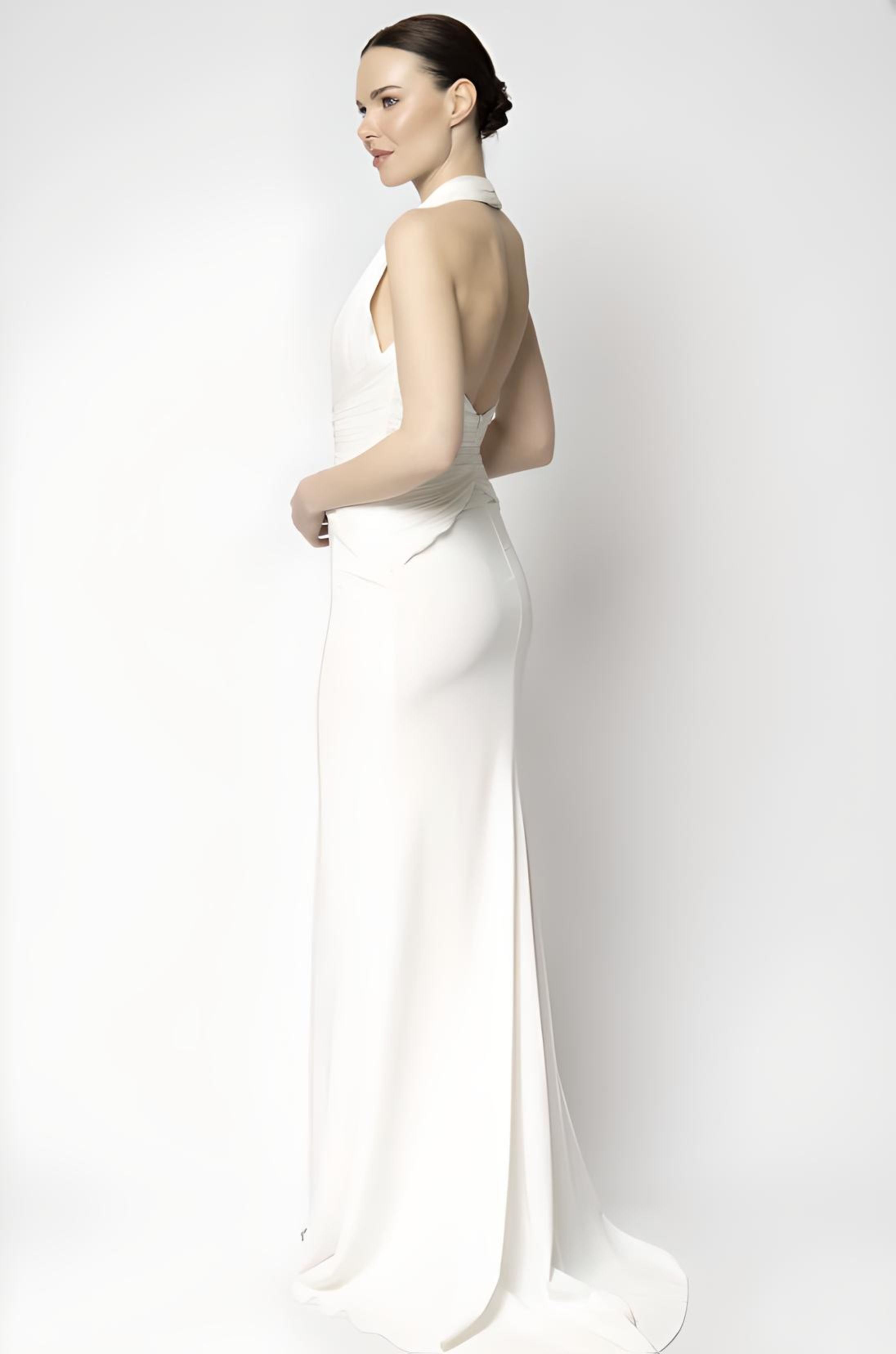 Navy Blue and White Formal Evening Dress for Women